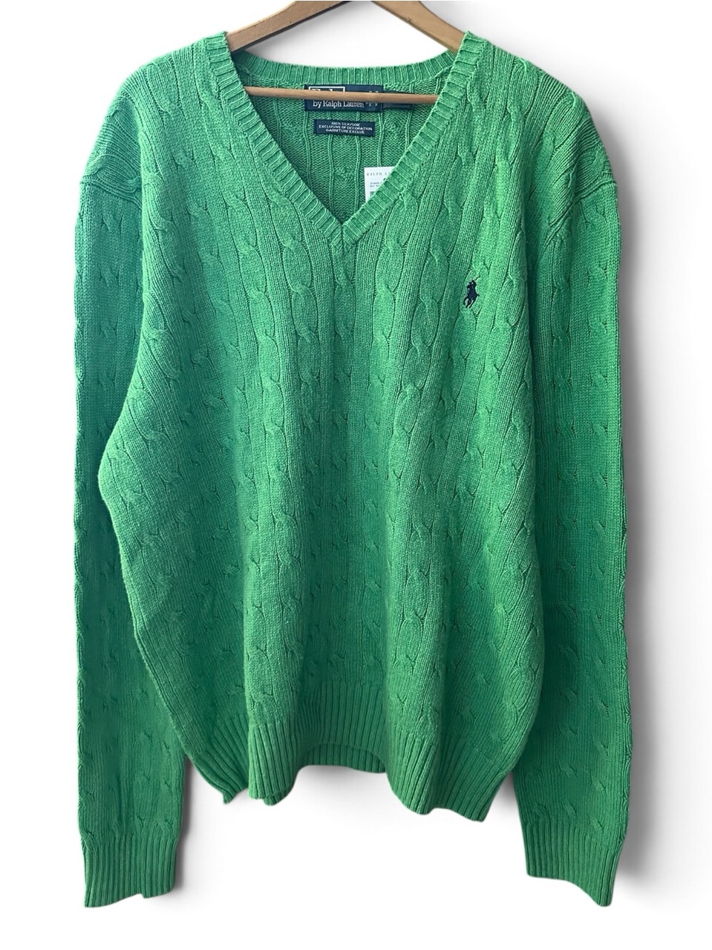 Polo Ralph Lauren 100% Tussah Silk Cable Knit V-Neck Sweater - Men’s XXL NWT